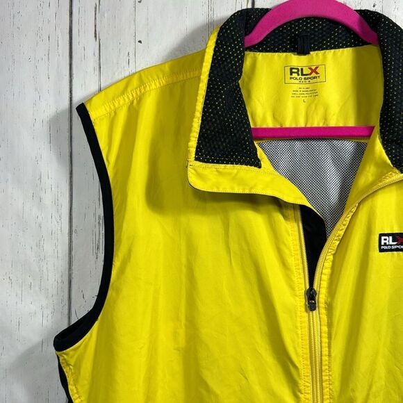 Polo Sport RLX Vest Mens Yellow Zip Up Cycling Lightweight Packable Golf Pockets - Picture 3 of 16